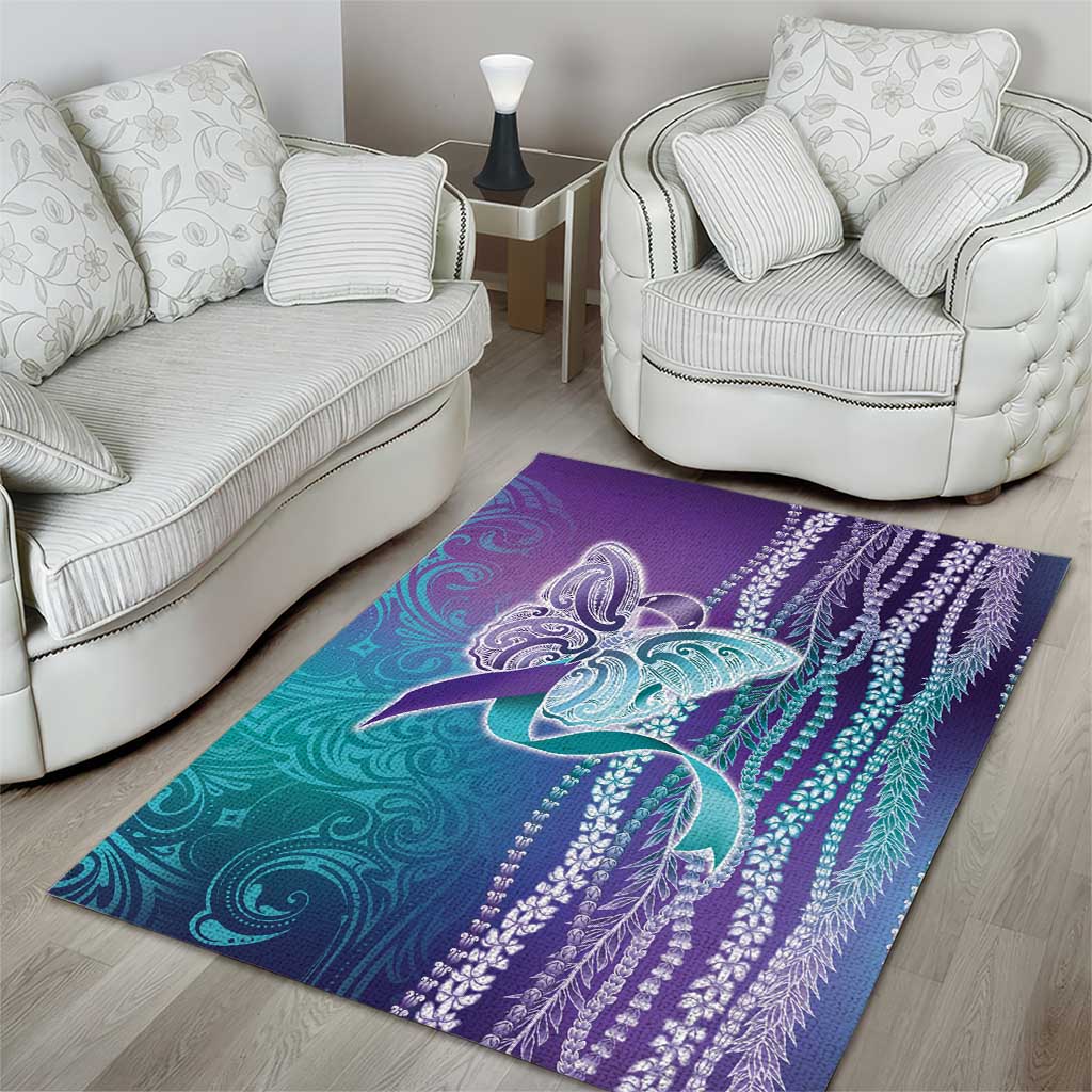 Suicide Prevention Awareness Area Rug Maile Pikake Lokelani Crown Flower Lei Inspired