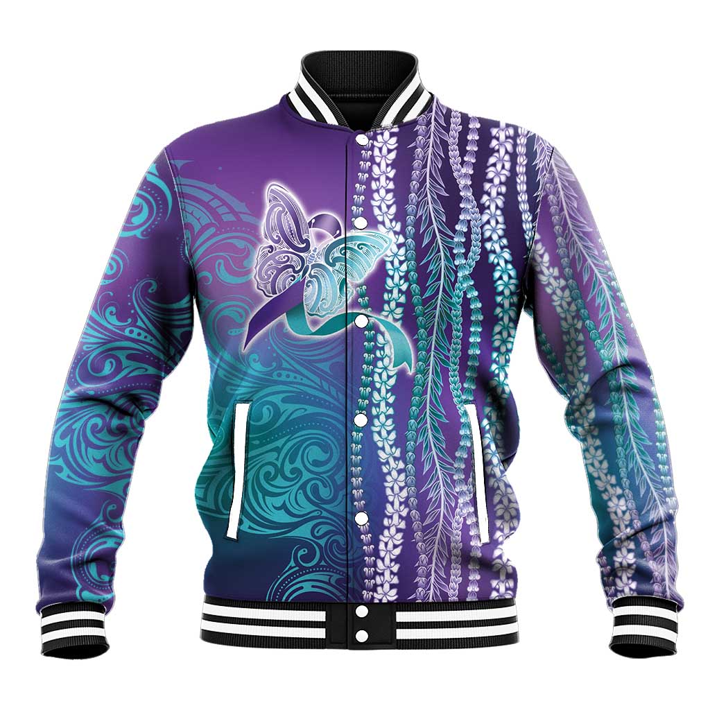 Suicide Prevention Awareness Baseball Jacket Maile Pikake Lokelani Crown Flower Lei Inspired