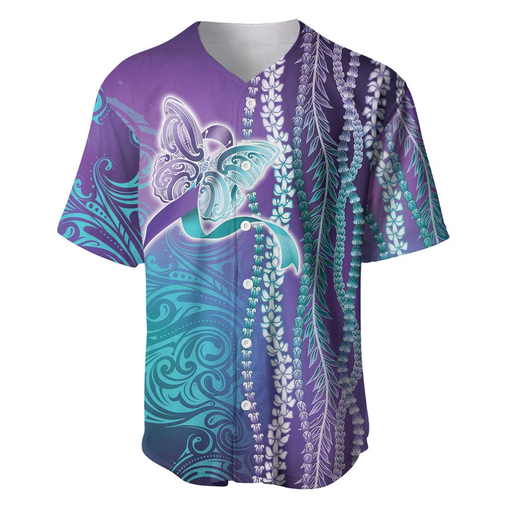 Suicide Prevention Awareness Baseball Jersey Maile Pikake Lokelani Crown Flower Lei Inspired LT9 Multicolor - Polynesian Pride
