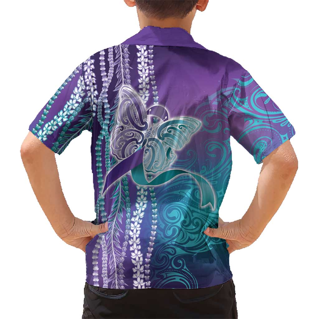 Suicide Prevention Awareness Family Matching Short Sleeve Bodycon Dress and Hawaiian Shirt Maile Pikake Lokelani Crown Flower Lei Inspired