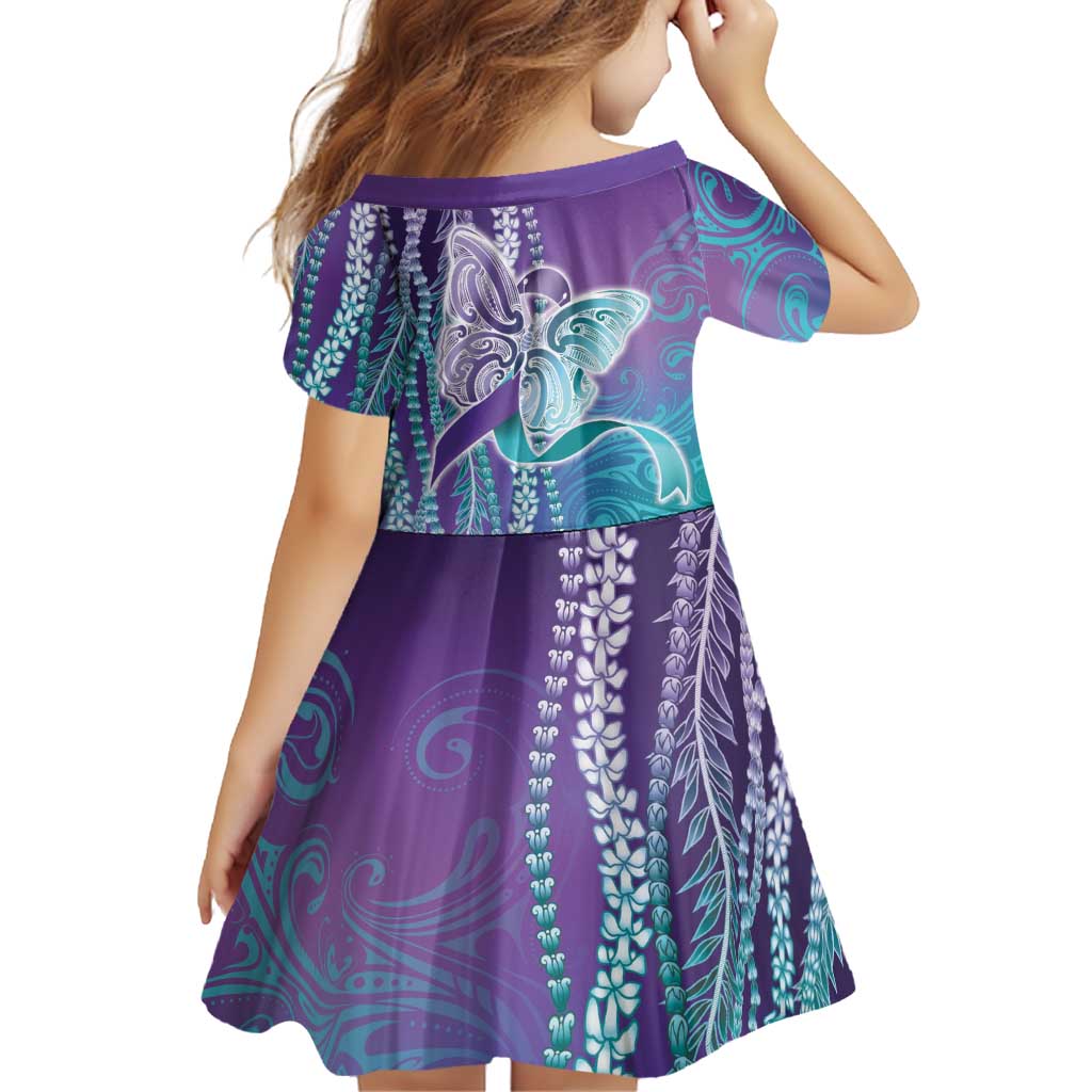 Suicide Prevention Awareness Family Matching Short Sleeve Bodycon Dress and Hawaiian Shirt Maile Pikake Lokelani Crown Flower Lei Inspired