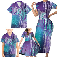 Suicide Prevention Awareness Family Matching Short Sleeve Bodycon Dress and Hawaiian Shirt Maile Pikake Lokelani Crown Flower Lei Inspired