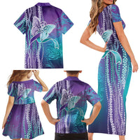 Suicide Prevention Awareness Family Matching Short Sleeve Bodycon Dress and Hawaiian Shirt Maile Pikake Lokelani Crown Flower Lei Inspired