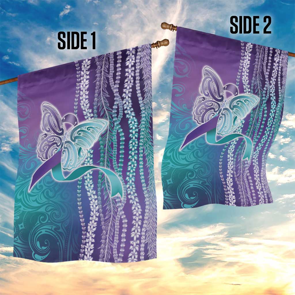 Suicide Prevention Awareness Garden Flag Maile Pikake Lokelani Crown Flower Lei Inspired