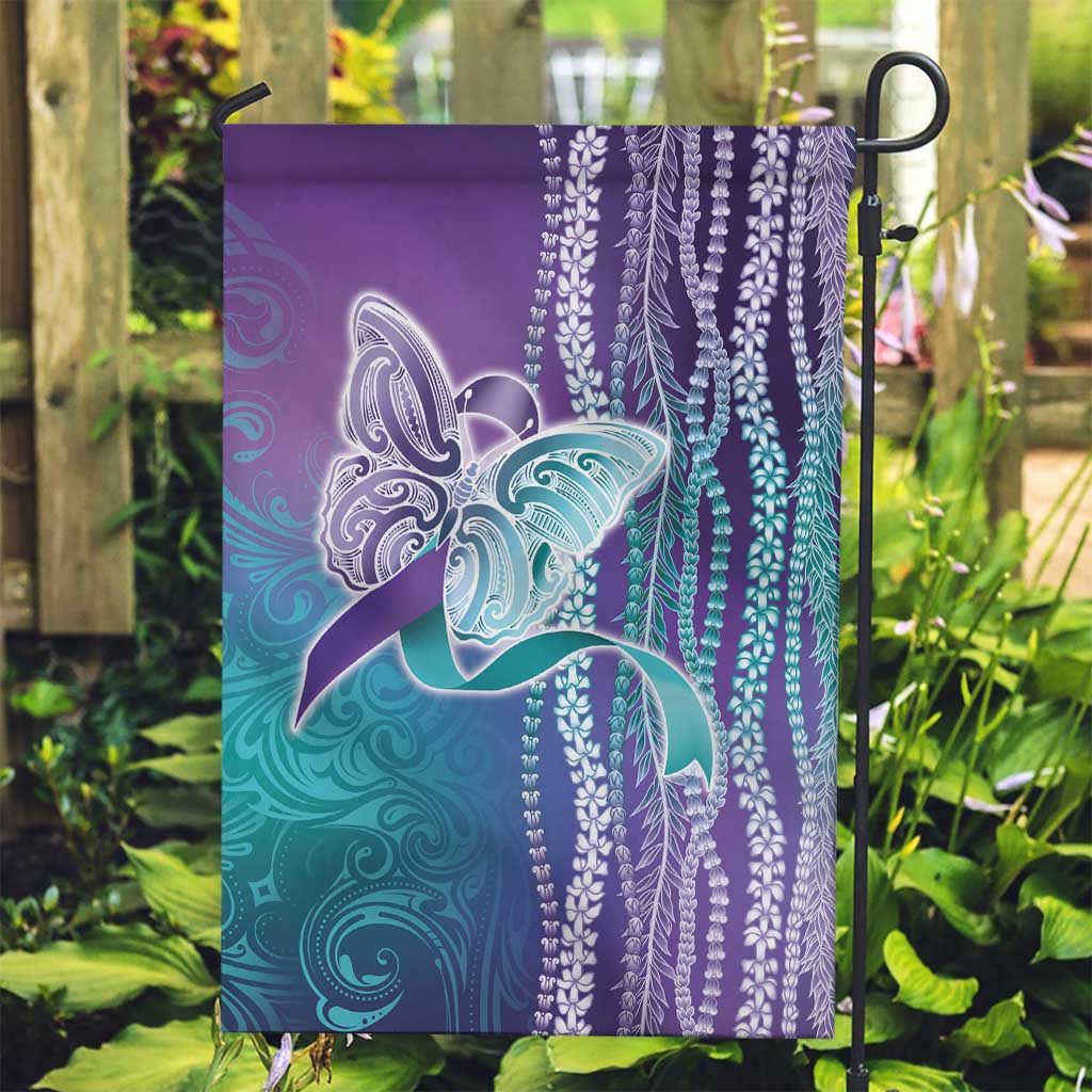 Suicide Prevention Awareness Garden Flag Maile Pikake Lokelani Crown Flower Lei Inspired