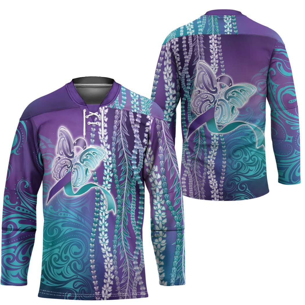 Suicide Prevention Awareness Hockey Jersey Maile Pikake Lokelani Crown Flower Lei Inspired