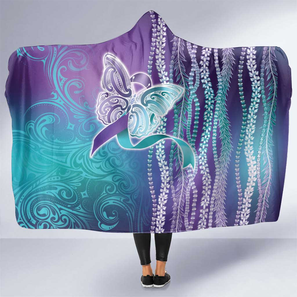 Suicide Prevention Awareness Hooded Blanket Maile Pikake Lokelani Crown Flower Lei Inspired
