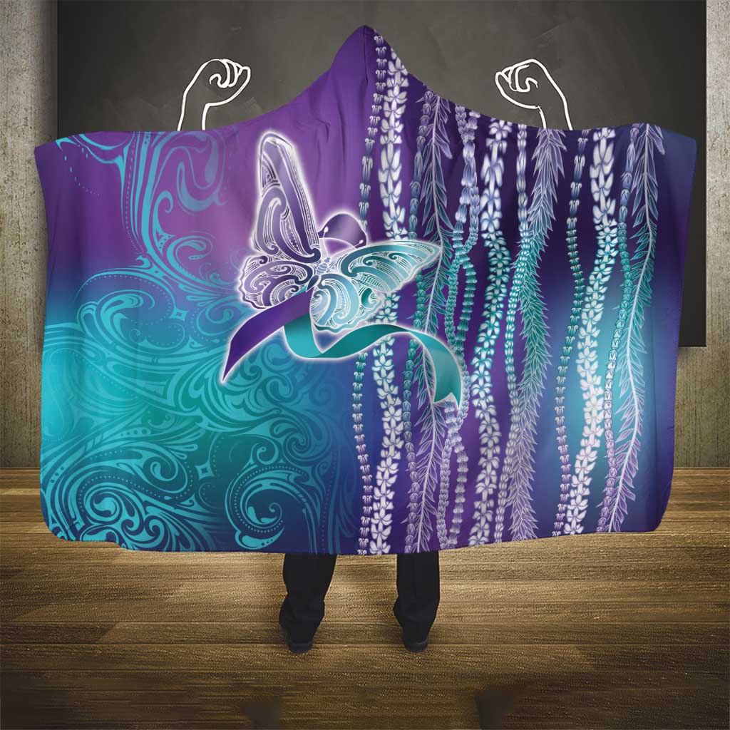 Suicide Prevention Awareness Hooded Blanket Maile Pikake Lokelani Crown Flower Lei Inspired