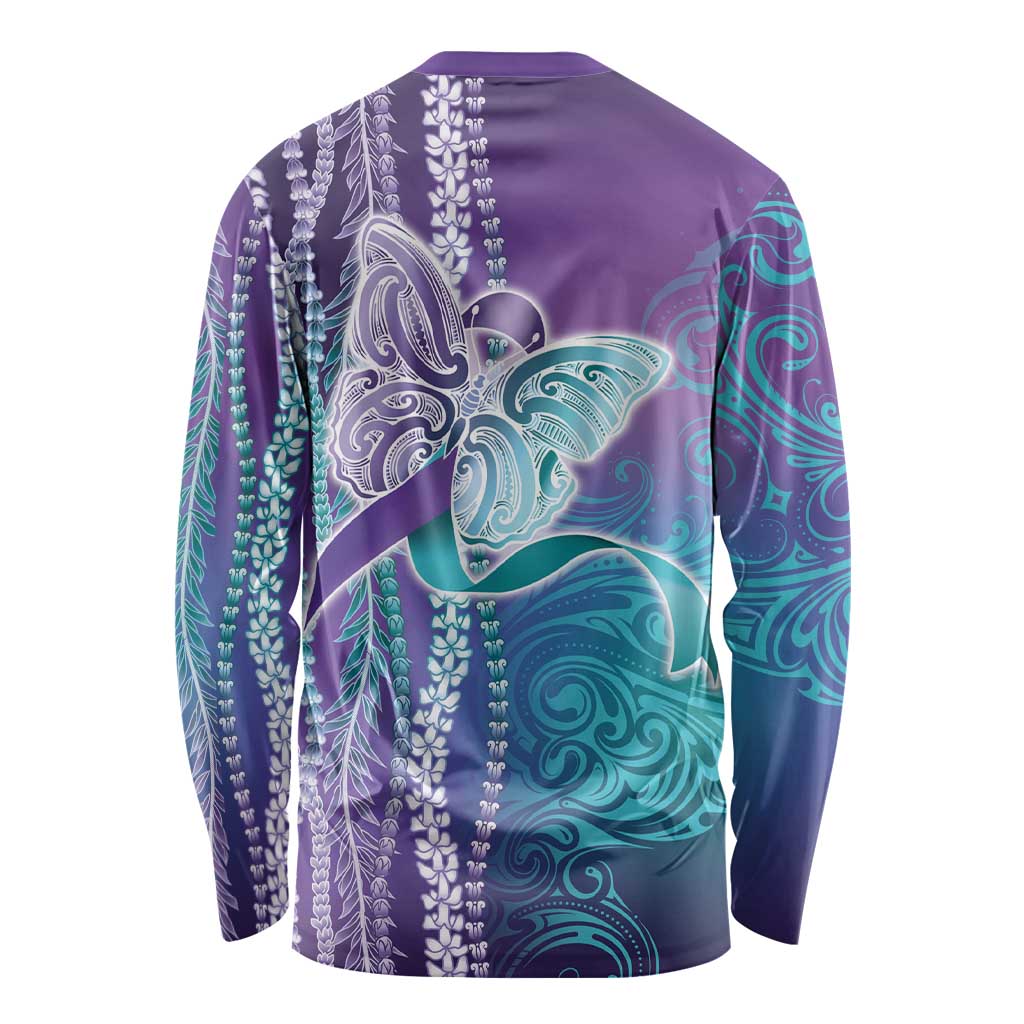 Suicide Prevention Awareness Long Sleeve Shirt Maile Pikake Lokelani Crown Flower Lei Inspired
