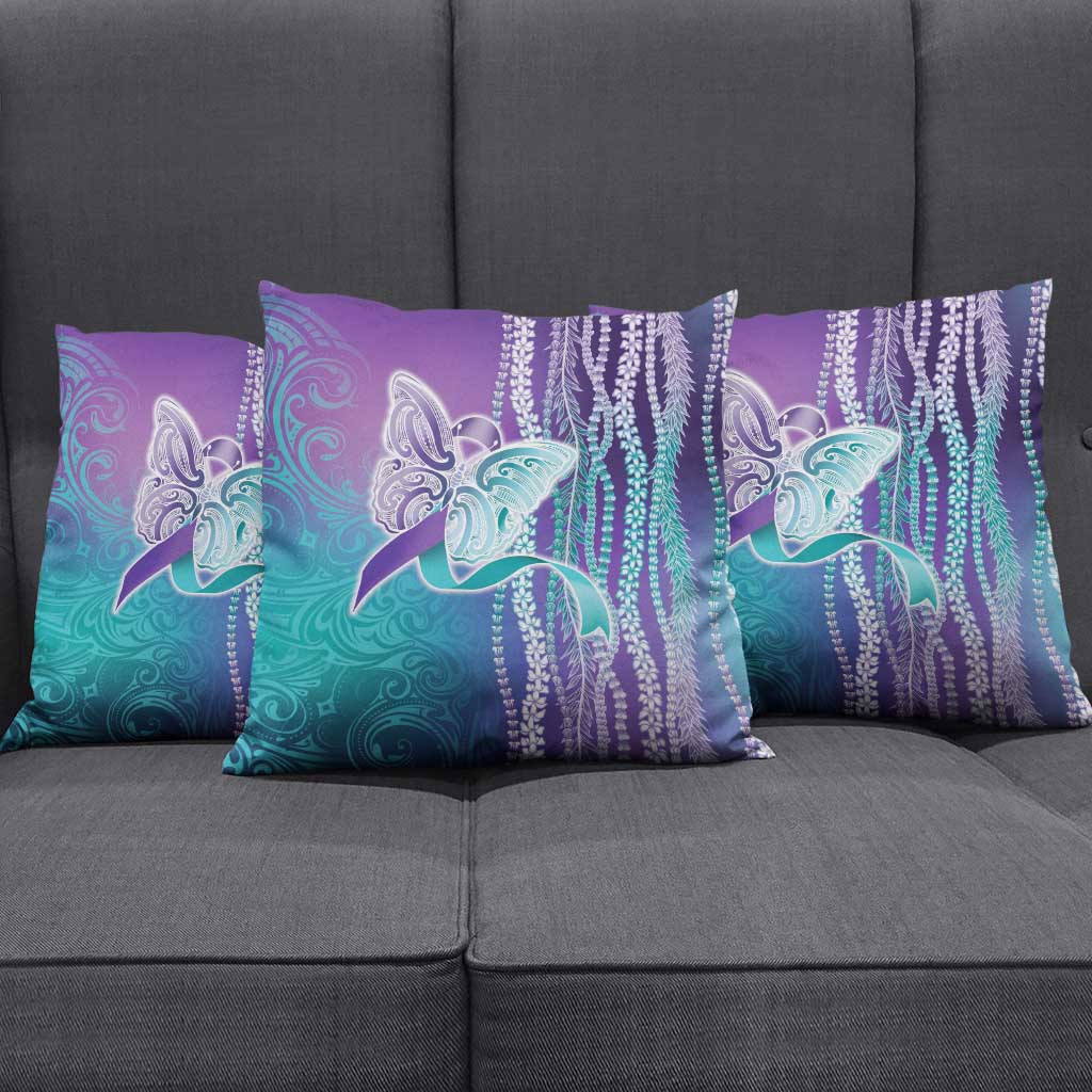 Suicide Prevention Awareness Pillow Cover Maile Pikake Lokelani Crown Flower Lei Inspired