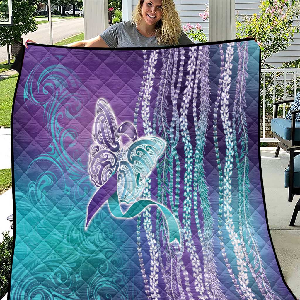 Suicide Prevention Awareness Quilt Maile Pikake Lokelani Crown Flower Lei Inspired