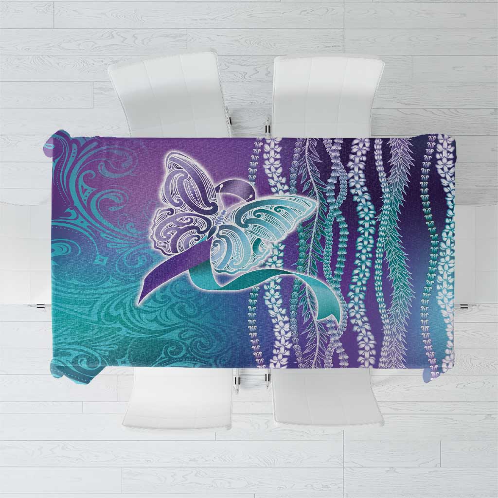 Suicide Prevention Awareness Tablecloth Maile Pikake Lokelani Crown Flower Lei Inspired