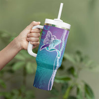 Suicide Prevention Awareness Tumbler With Handle Maile Pikake Lokelani Crown Flower Lei Inspired LT9 - Polynesian Pride