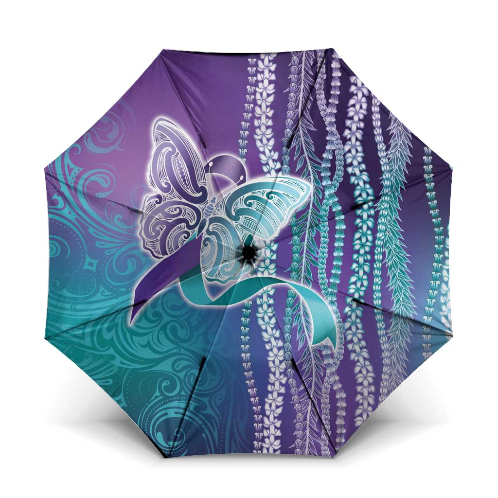Suicide Prevention Awareness Umbrella Maile Pikake Lokelani Crown Flower Lei Inspired