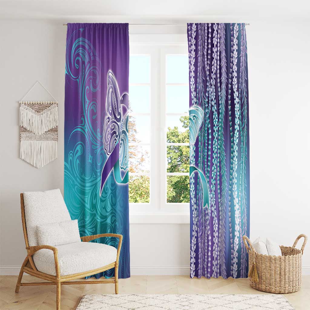 Suicide Prevention Awareness Window Curtain Maile Pikake Lokelani Crown Flower Lei Inspired