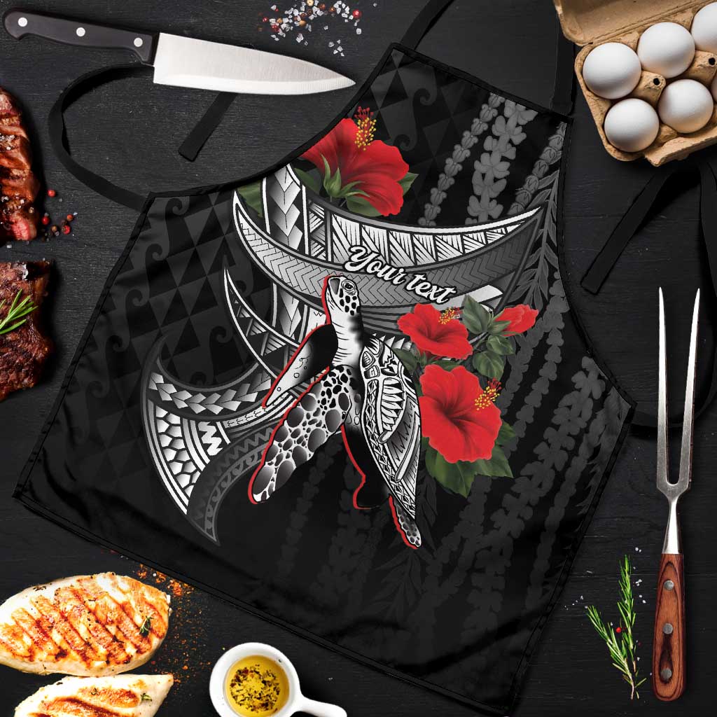 Hawaiian Honu Personalized Apron Black Tribal Hook Pattern