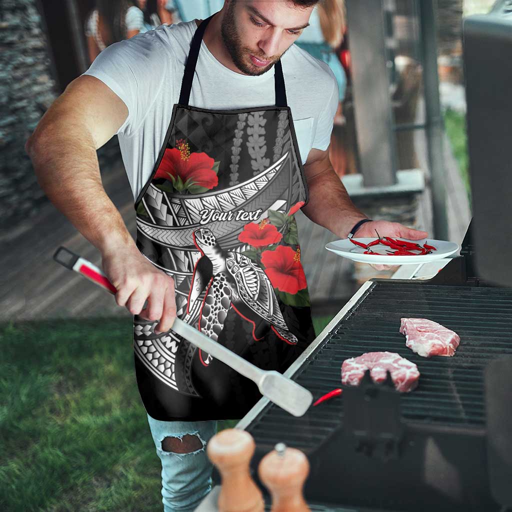 Hawaiian Honu Personalized Apron Black Tribal Hook Pattern