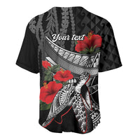 Hawaiian Honu Personalized Baseball Jersey Black Tribal Hook Pattern