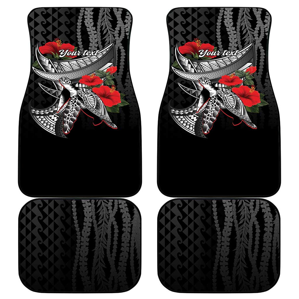 Hawaiian Honu Personalized Car Mats Black Tribal Hook Pattern LT9 - Polynesian Pride