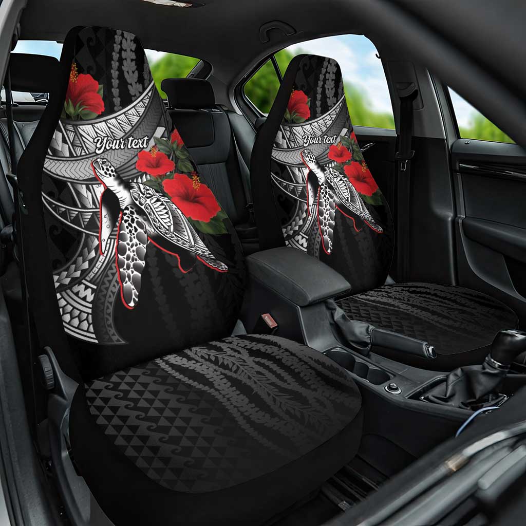 Hawaiian Honu Personalized Car Seat Cover Black Tribal Hook Pattern