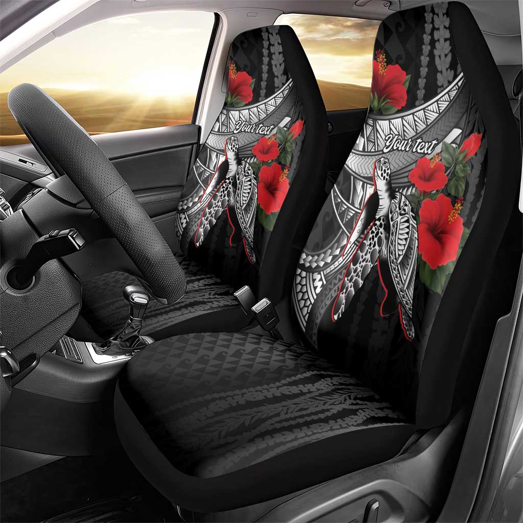 Hawaiian Honu Personalized Car Seat Cover Black Tribal Hook Pattern
