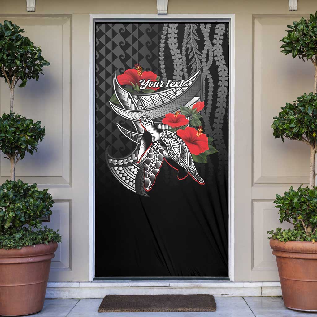 Hawaiian Honu Personalized Door Cover Black Tribal Hook Pattern