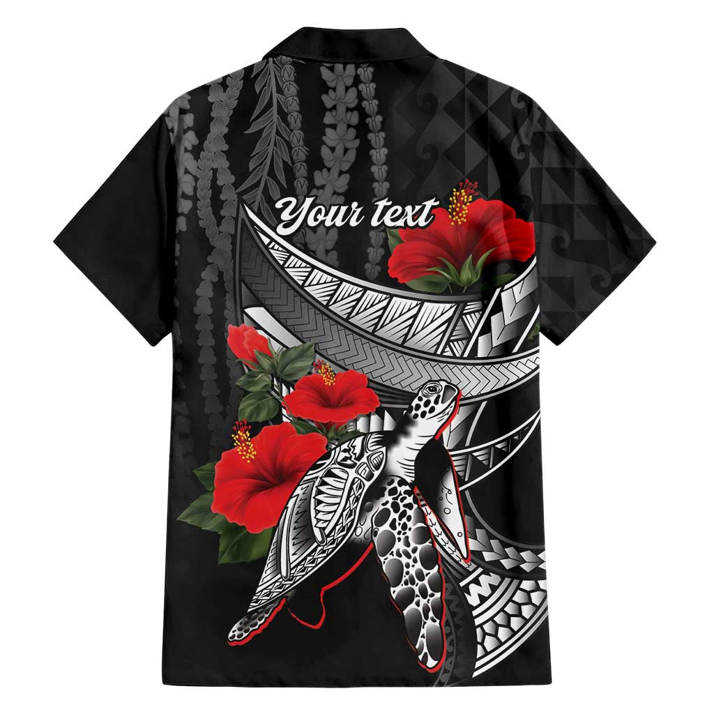 Hawaiian Honu Personalized Family Matching Off Shoulder Maxi Dress and Hawaiian Shirt Black Tribal Hook Pattern LT9 - Polynesian Pride