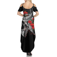 Hawaiian Honu Personalized Family Matching Summer Maxi Dress and Hawaiian Shirt Black Tribal Hook Pattern LT9 - Polynesian Pride