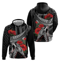 Hawaiian Honu Personalized Hoodie Black Tribal Hook Pattern LT9 - Polynesian Pride