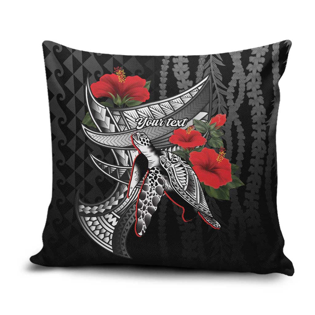 Hawaiian Honu Personalized Pillow Cover Black Tribal Hook Pattern