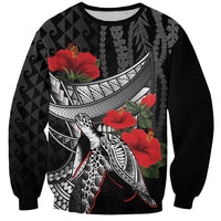 Hawaiian Honu Personalized Sweatshirt Black Tribal Hook Pattern