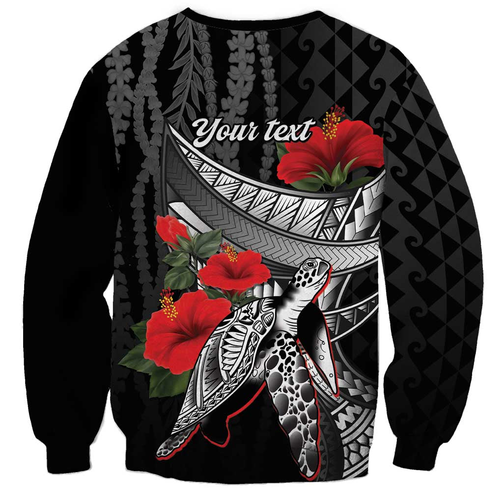 Hawaiian Honu Personalized Sweatshirt Black Tribal Hook Pattern