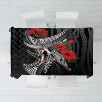 Hawaiian Honu Personalized Tablecloth Black Tribal Hook Pattern