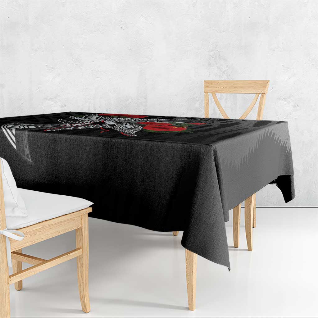 Hawaiian Honu Personalized Tablecloth Black Tribal Hook Pattern