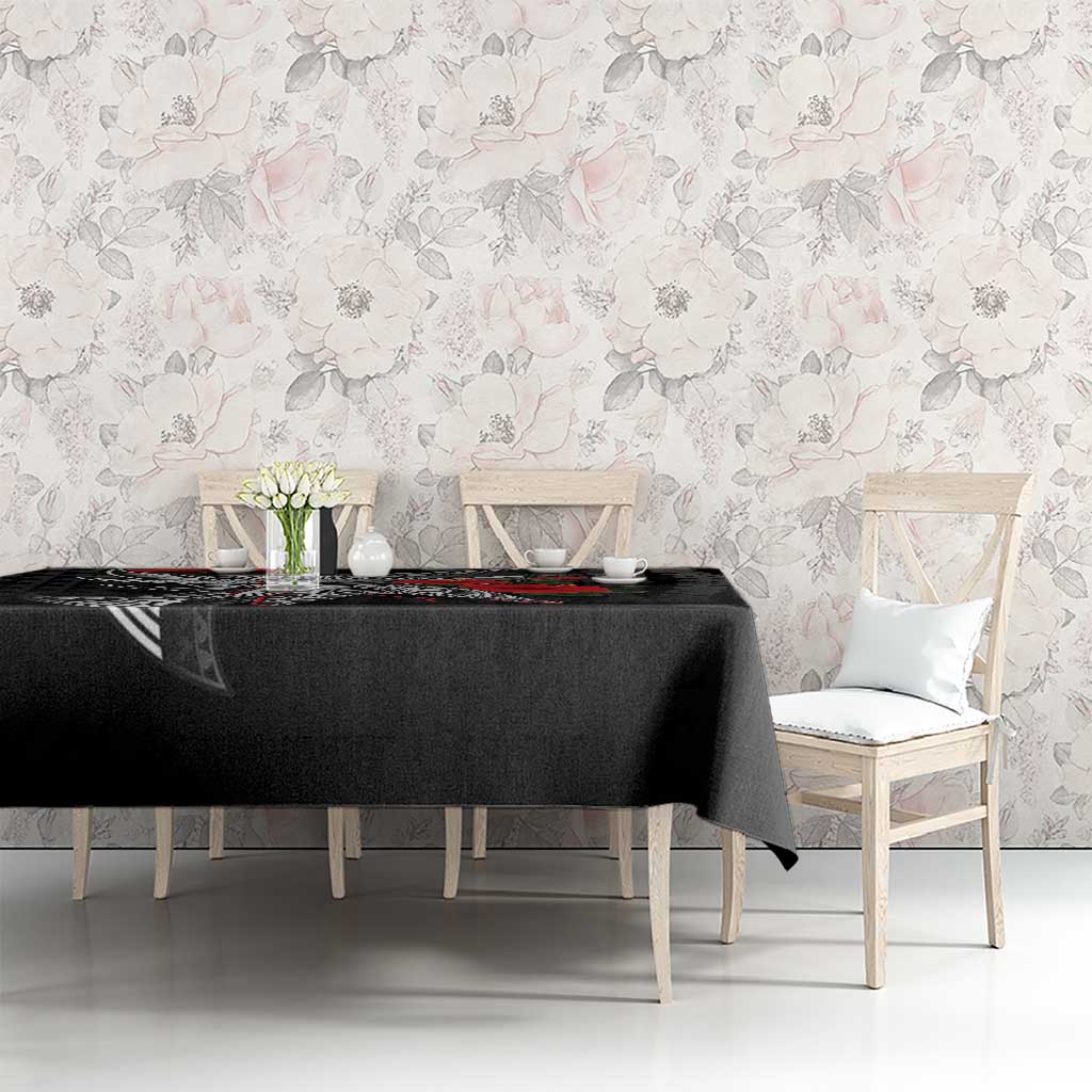 Hawaiian Honu Personalized Tablecloth Black Tribal Hook Pattern