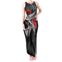Hawaiian Honu Personalized Tank Maxi Dress Black Tribal Hook Pattern