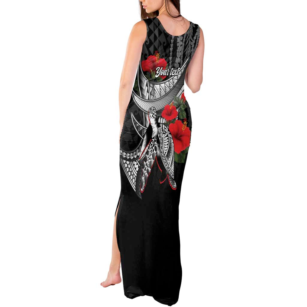 Hawaiian Honu Personalized Tank Maxi Dress Black Tribal Hook Pattern