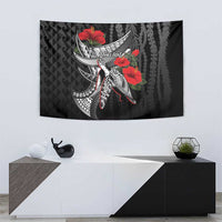 Hawaiian Honu Personalized Tapestry Black Tribal Hook Pattern