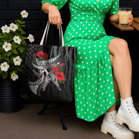 Hawaiian Honu Personalized Tote Bag Black Tribal Hook Pattern