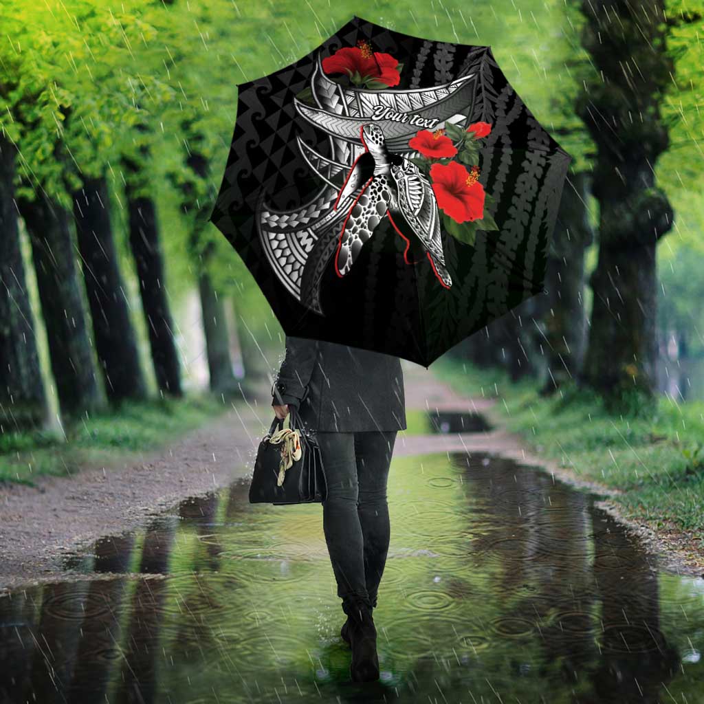 Hawaiian Honu Personalized Umbrella Black Tribal Hook Pattern