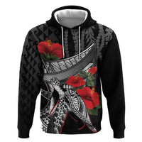 Hawaiian Honu Personalized Zip Hoodie Black Tribal Hook Pattern LT9 Pullover Hoodie Black - Polynesian Pride