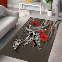 Hawaiian Honu Personalized Area Rug Mocha Mousse Hibiscus Tribal Hook Pattern LT9 - Polynesian Pride
