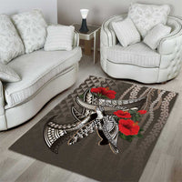 Hawaiian Honu Personalized Area Rug Mocha Mousse Hibiscus Tribal Hook Pattern LT9 - Polynesian Pride