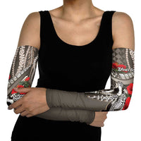 Hawaiian Honu Personalized Arm Sleeves Mocha Mousse Hibiscus Tribal Hook Pattern