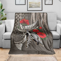 Hawaiian Honu Personalized Blanket Mocha Mousse Hibiscus Tribal Hook Pattern
