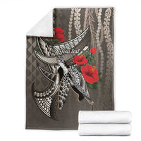 Hawaiian Honu Personalized Blanket Mocha Mousse Hibiscus Tribal Hook Pattern