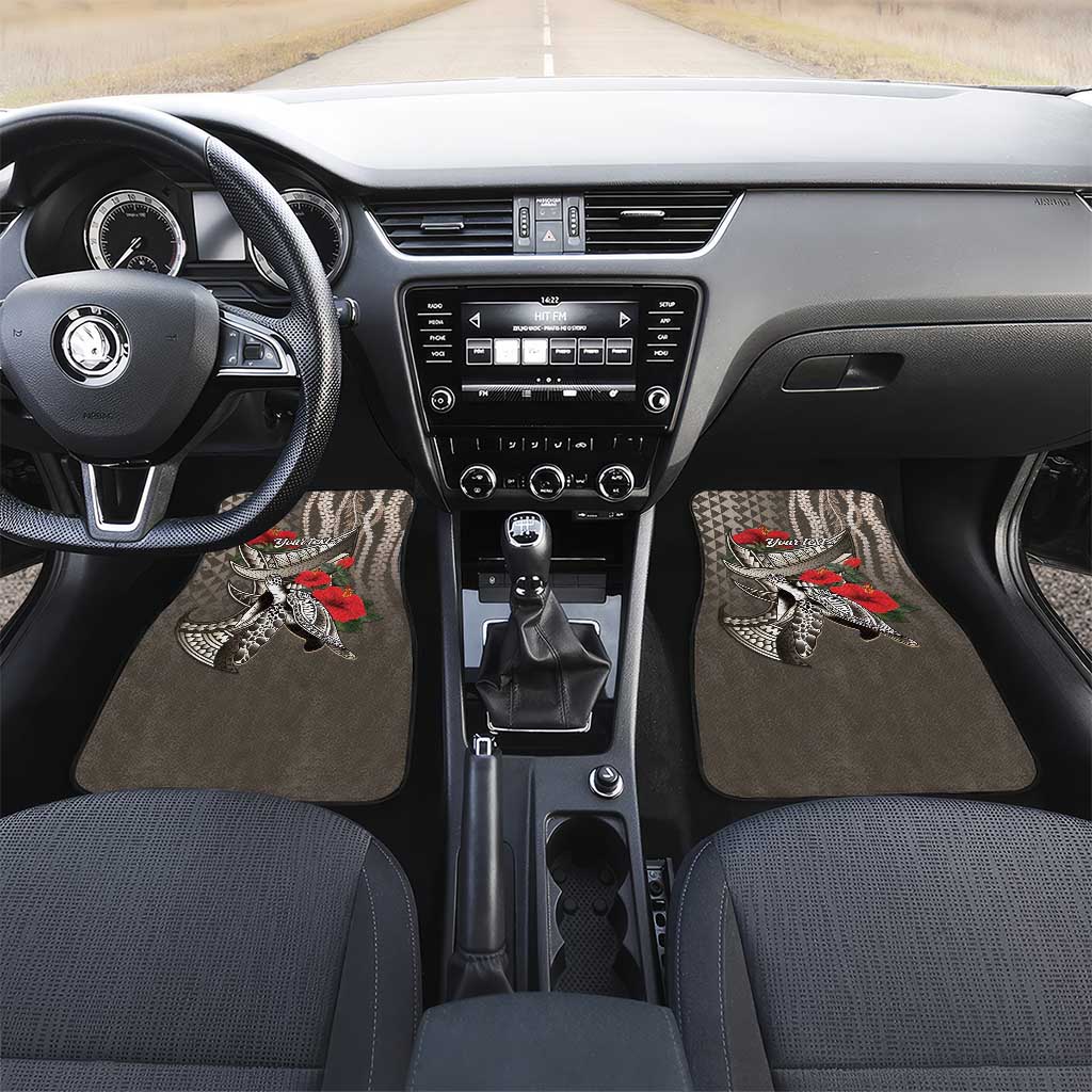Hawaiian Honu Personalized Car Mats Mocha Mousse Hibiscus Tribal Hook Pattern