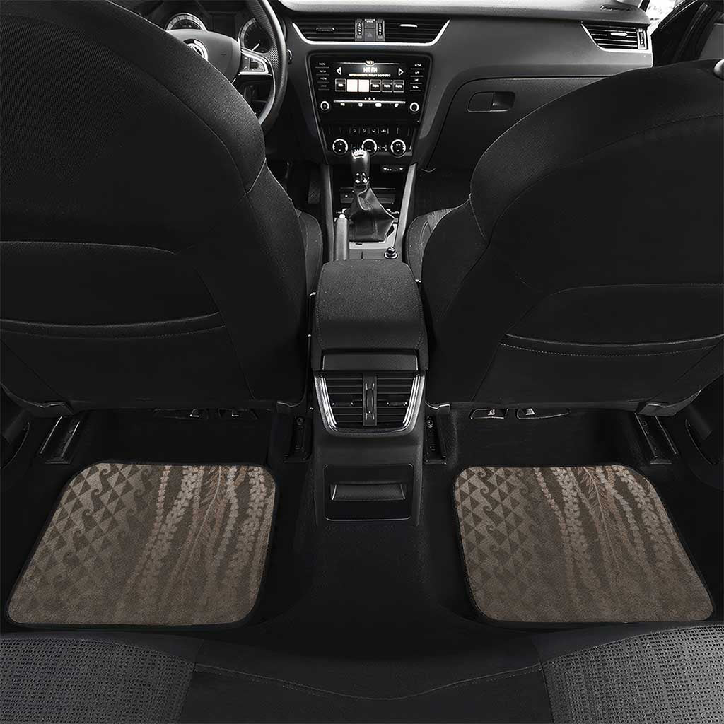 Hawaiian Honu Personalized Car Mats Mocha Mousse Hibiscus Tribal Hook Pattern