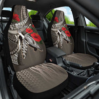 Hawaiian Honu Personalized Car Seat Cover Mocha Mousse Hibiscus Tribal Hook Pattern
