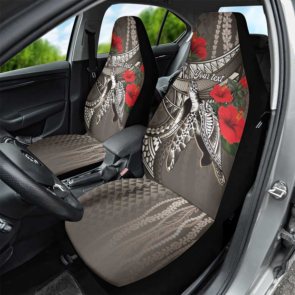 Hawaiian Honu Personalized Car Seat Cover Mocha Mousse Hibiscus Tribal Hook Pattern